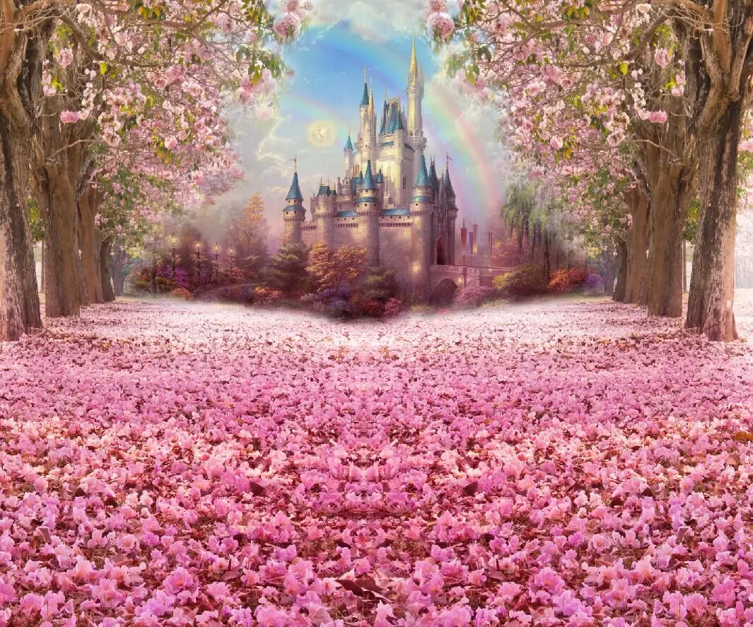 wedding photography backdrops birthday party dector baby shower floral dreamy castle dessert table photobooth background W-314