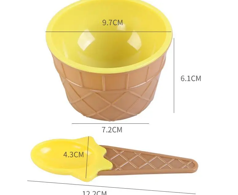 2017 популярная детская Пластик мороженое Чаши Набор ложек и поварёшек указан Прочный мороженое чашки для детей пары Ванны подарки