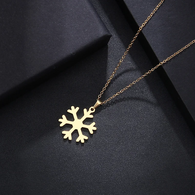 

DOTIFI Stainless Steel Necklace For Women Man Lover's Ice Snowflake Gold And Silver Color Pendant Necklace Engagement Jewelry