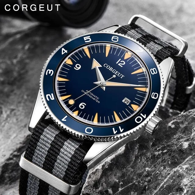 

Corgeut Men Watches Luxury Brand Seepferdchen Military Mechanical Automatic Sport Design Clock Nylon Mechanical Wrist Watches