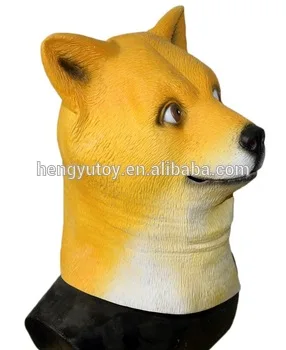 

Funny Animal Costume Rubber Latex Gold Dog Head Mask for Adult Masquerate Halloween Party