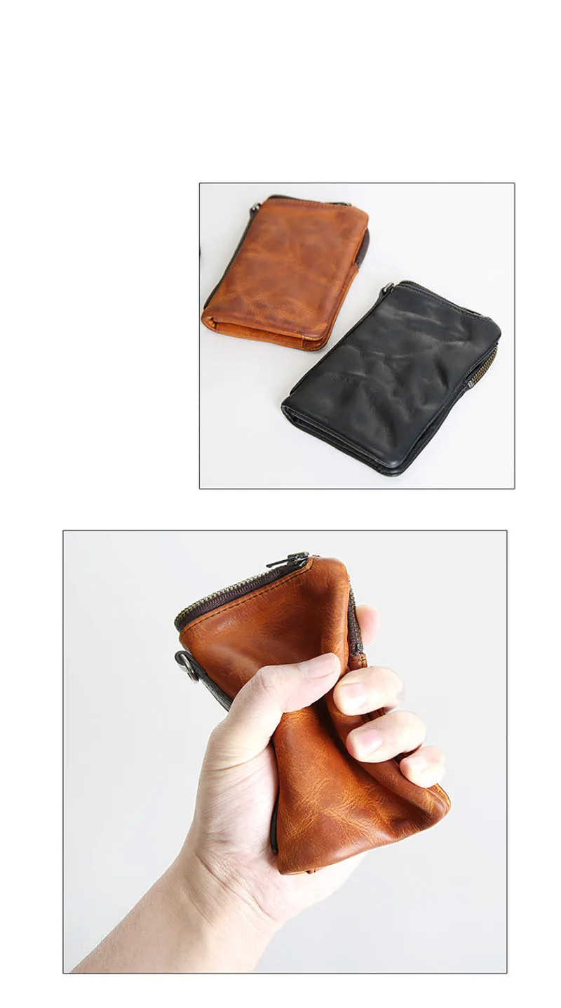 AETOO короткий кошелек ретро старый первый слой кожаный мужской кошелек Молодежный винтажный вертикальный кошелек на молнии