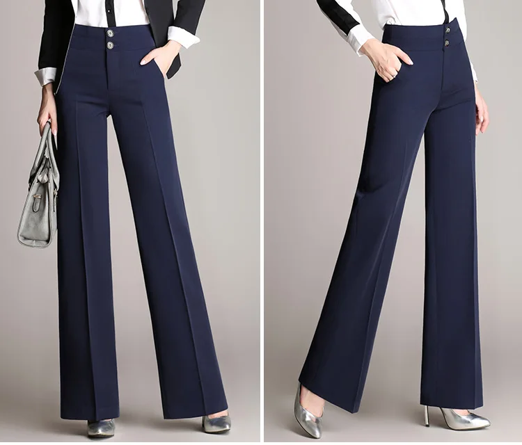 Jielur Осенние новые повседневные широкие брюки женские большие размеры S-4XL прямые черные брюки для женщин Свободные узкие брюки с высокой талией