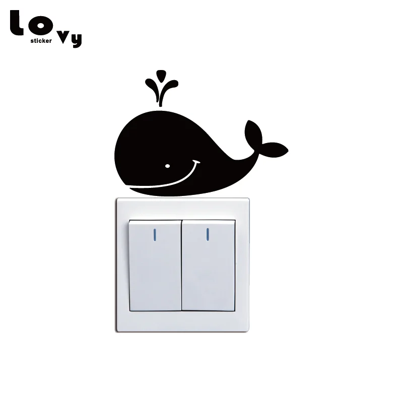 

Cute Whale Vinyl Light Switch Sticker Cartoon Animal Wall Decal for Children's Room Home Decor SW0603