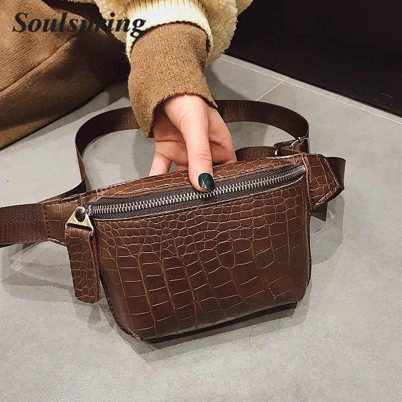 

2019 Women's Chest Bags Alligator Pattern Shoulder Hand Bags Pu Leather Waist Bags Women Crossbody Chest Fanny Belt Pack New Sac