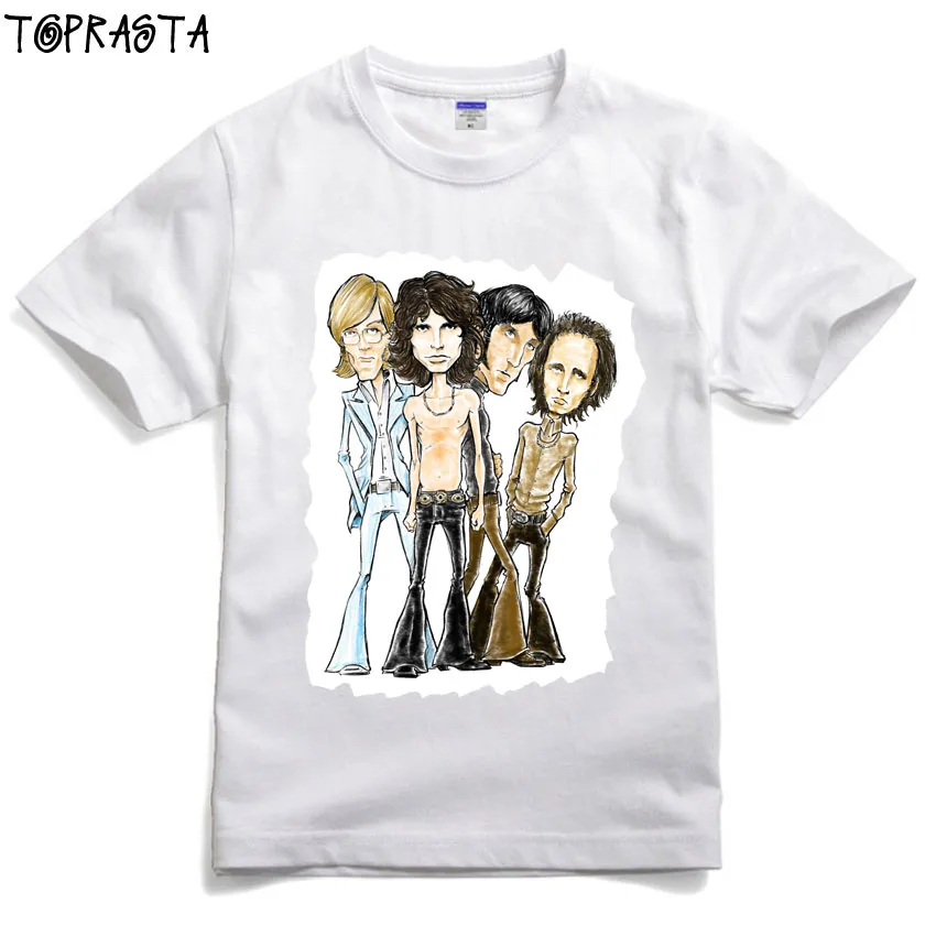 

psychedelic rock band sketch cartoon design music fans men women size high quality cotton t shirt