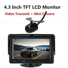 hot sell 4.3 Inch TFT LCD Monitor with Sunshade Car Rear View Backup Reverse System with Wireless Video Transmit + Mini Camera