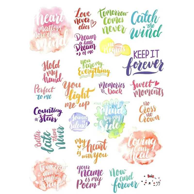 2 pcs fancy english words diy uncut autocollant stationery scrapbooking 