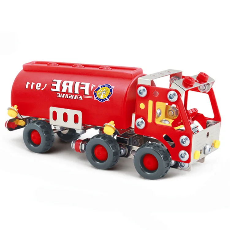 От 5 до 13 лет DIY вставки сборные транспортные средства материал посылка металлические сплавы топливный бак автомобиль пожарная Гайка двигателя комбинированные игрушки дети мальчики игрушка - Color: B-135