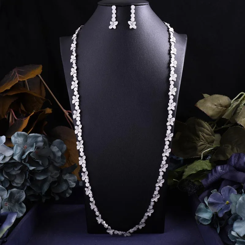 

jankelly Exclusive Long Chain Cubic Zirconia Wedding Bridal Dubai Jewelry Sets for Woman Gold Luxury Jewelry Set