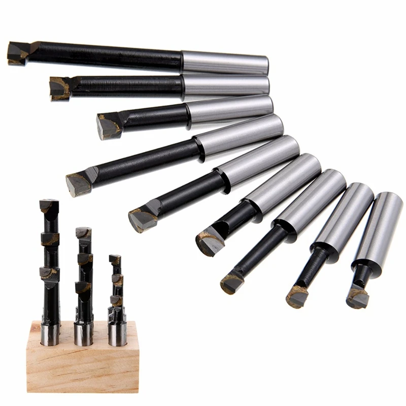 Carbide boring tool 9Pcs Durable Hard Alloy Shank Boring Bar Set Carbide Tipped Bars 12Mm For 2 Inch 50Mm Boring Head For Lathe Milling Mayitr