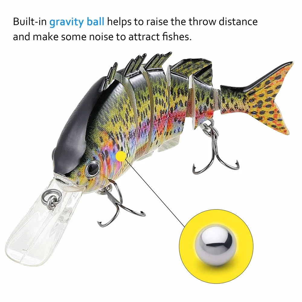 Topwater Multi articulado Swimbait Wobblers 6 segmentos Señuelos de Pesca 14g 100mm cebo duro Crankbait Pesca Isca