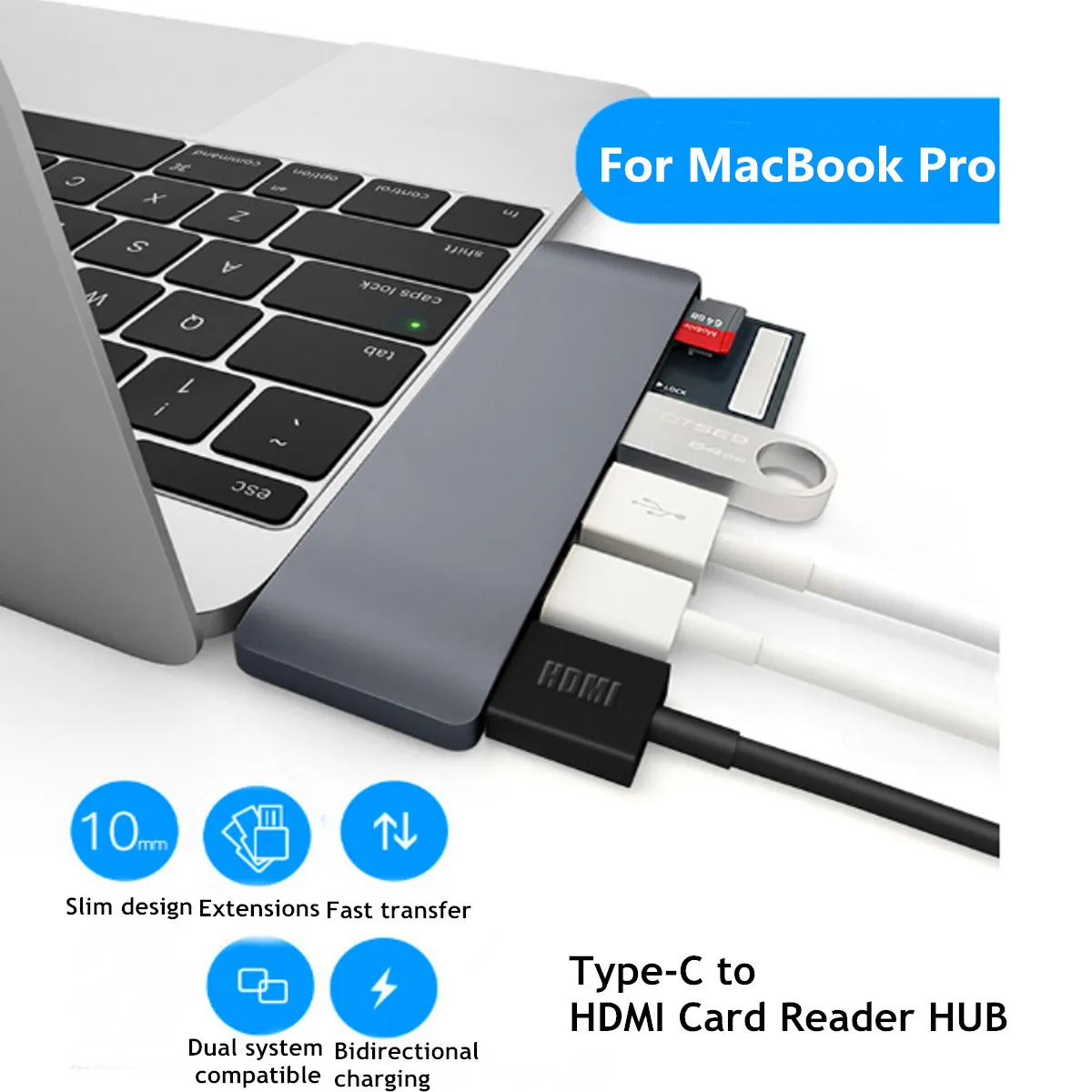 6в1 Type C к USB3.0 4K HDMI концентратор SD TF кардридер адаптер для MacBook Pro XiaoMi Samsung Huawei порт