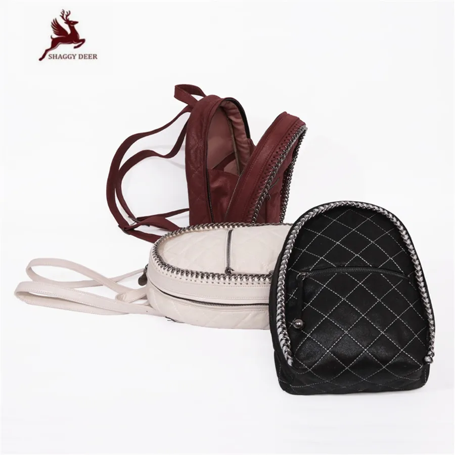 

Shaggy Deer Brand PVC MINI Small Luxury Lovely Chain Backpack Lady Zipper Cute Fuax Leather Bucket Backpack