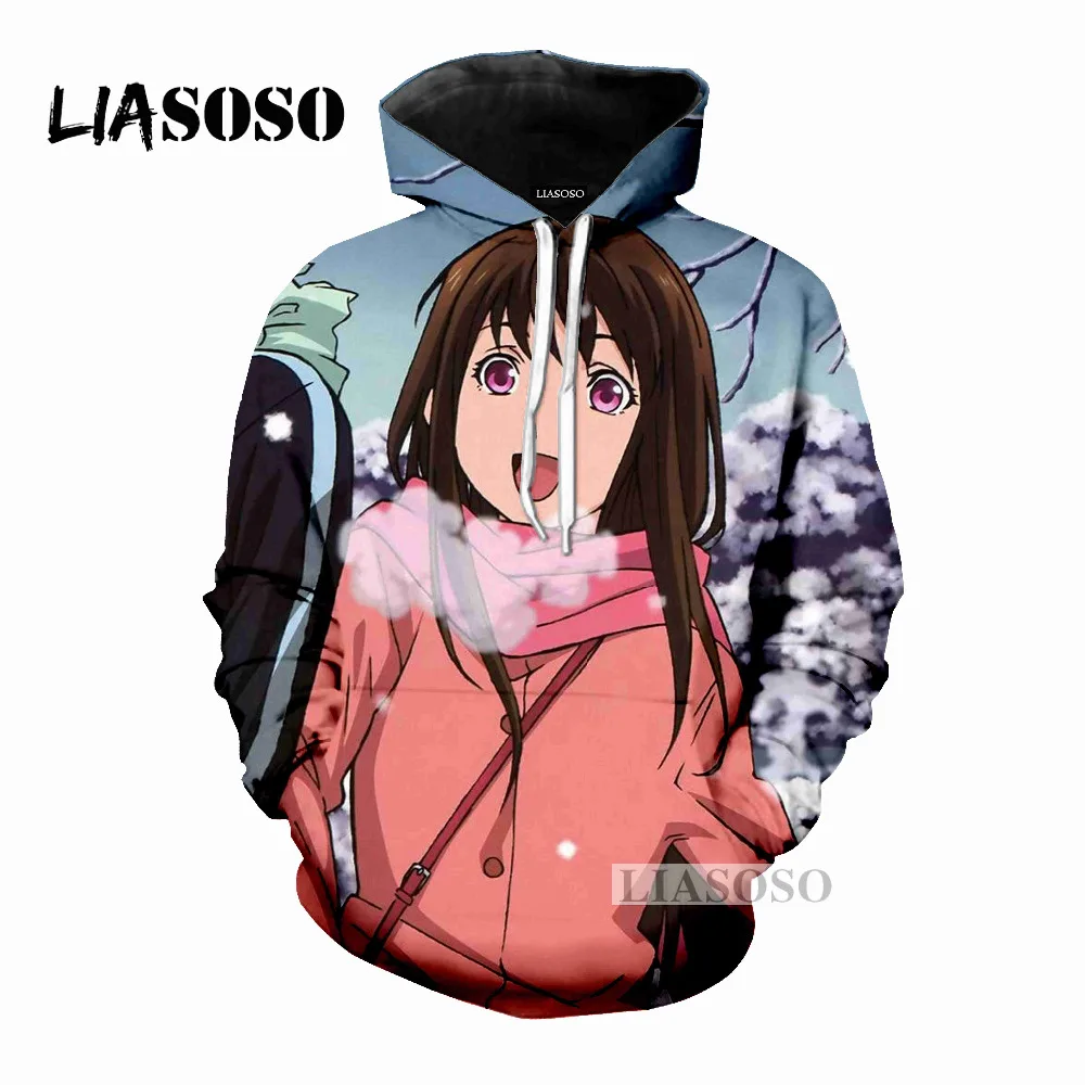 LIASOSO, осенняя Новинка, мужская, женская модная толстовка, 3D принт, аниме, Noragami, толстовка с длинным рукавом, хип-хоп, топ, Harajuku, пуловер, D019-2