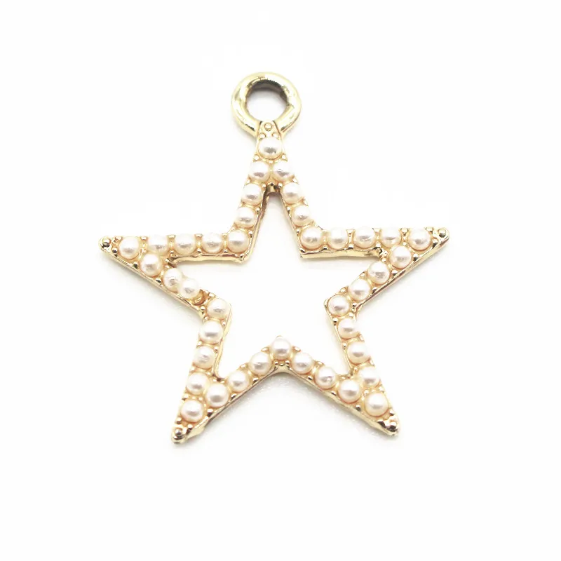 

Wholesale 20pcs/lot golden pearl star Dangle Charms Lobster Clasp Hanging Charm For Bracelet&Pendant Floating Charms Jewelry