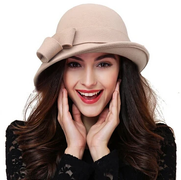 Новое поступление шерстяная Осенняя шапка зимняя благородная Европейская американская Элегантная Модная кепка для девочек Женская шляпа ведро женская шерстяная фетровая шляпа - Цвет: Хаки