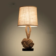 Ретро Минималистичная пеньковая веревка настольная лампа. Винтаж американская, конопляная, в стиле кантри настольная лампа для ресторана, бара лампы для кафе спальни ночники