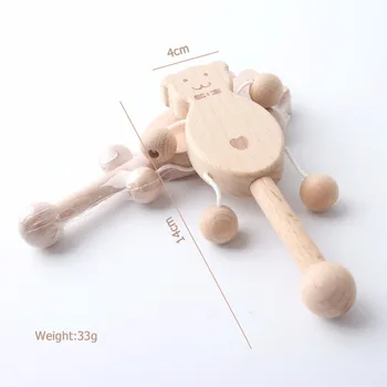 

Wooden Rattles Bear Shape Puzzle Toys Best Kids Brain Game Toys Baby Nursing Accessories Chewable Food Grade Wooden Baby Rattles