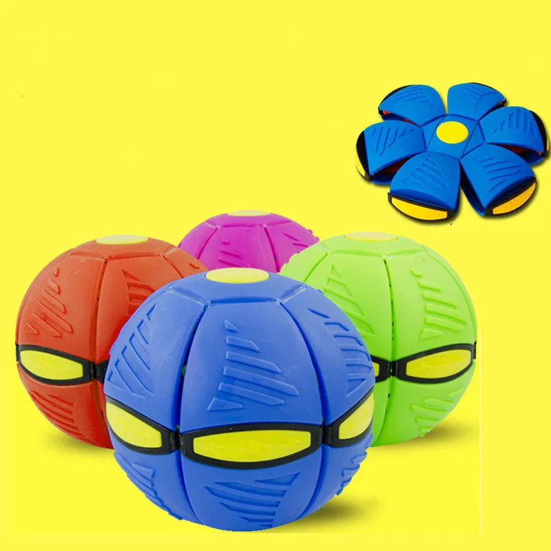 

1PCS Deformable Ball Spin LED Light Children Outdoor Toy UFO Deformation Ball Decompression Flat Throw and Catch Ball Toy Game