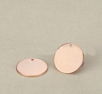

20pcs stainless steel blank rose gold color steel circle charms never bauble 20mm