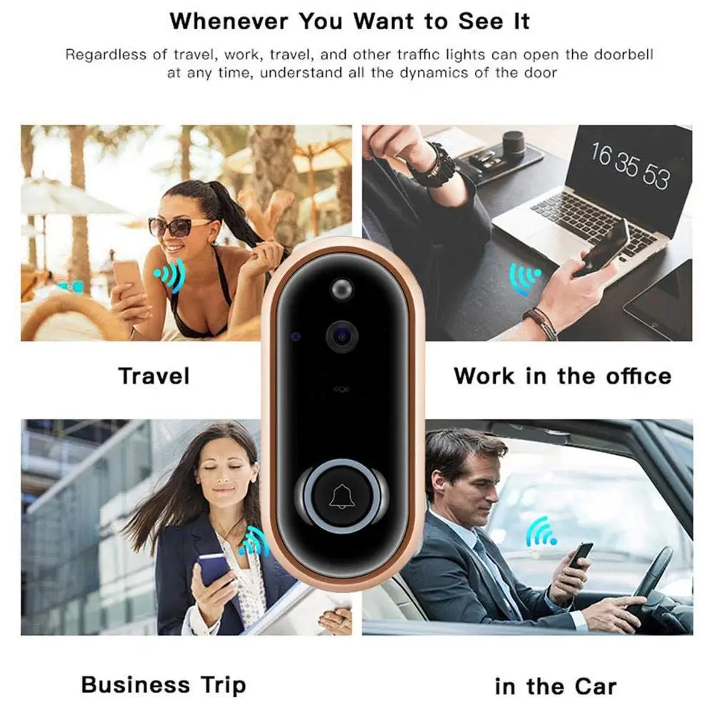

1080/720P Smart WiFi Door Bell Visual Recording Consumption Remote Monitoring Night Vision Video DoorBell Home Security
