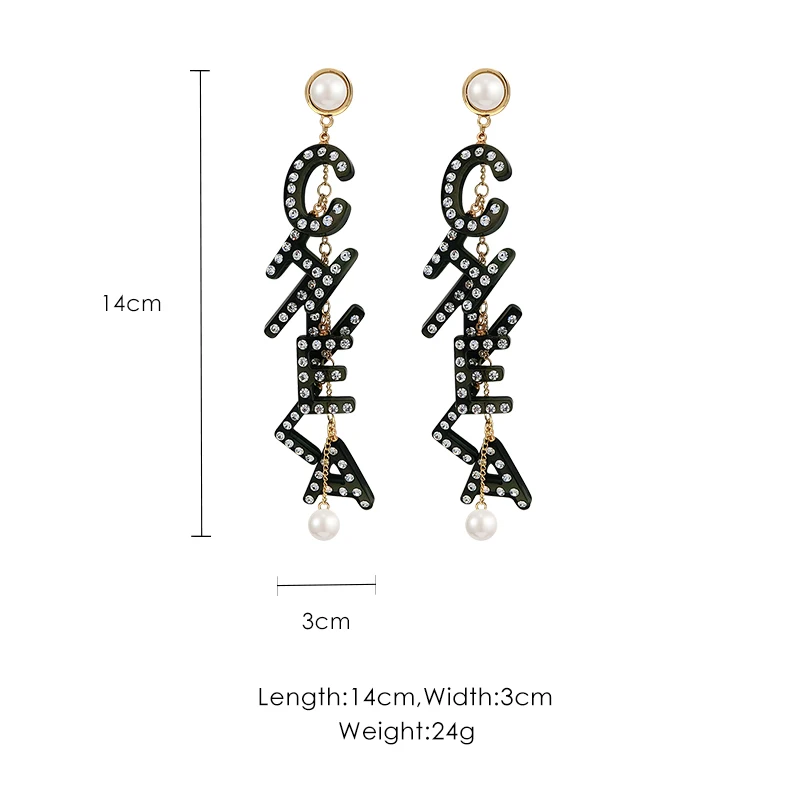 

Long letter pendant earrings temperament personality earrings wild exaggerated earrings