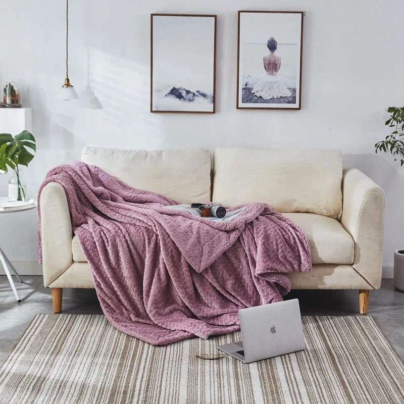 Drop Ship Soft weighted blanket on the sofa Adults Fleece Lamb Cashmere