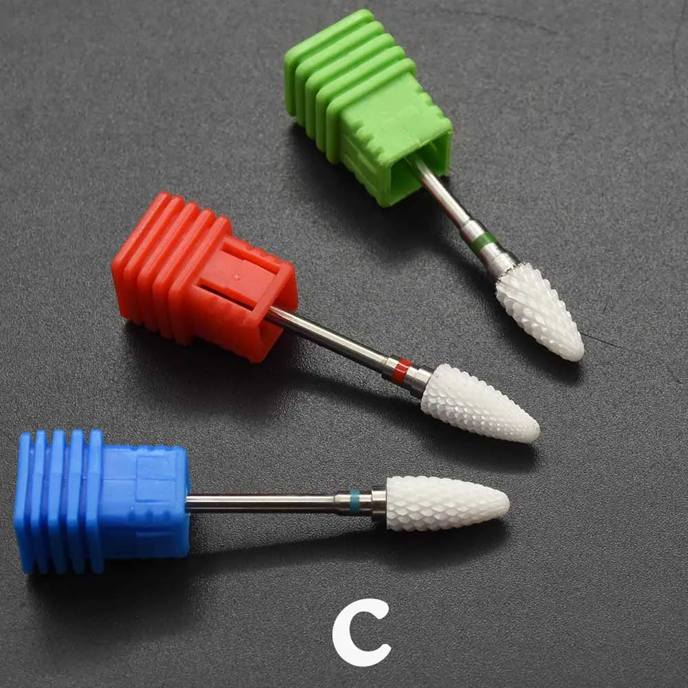 Ceramic Nail Drill Bit 3/32" Rotary Burr Milling Cutter Bits For