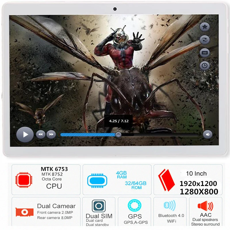 

2019 NEW 2.5D curved screen 10.1 inch 1280x800 tablet PC CP7 Android 8.0 Tablet 4GB RAM 32GB 64GB ROM 8 Octa Core 10 Big horn