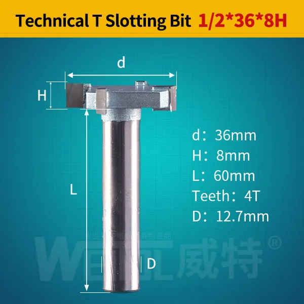 Weitol 1 шт. фреза Маршрутизатор промышленного класса T для обработки дерева Деревянный Para CNC резки древесины - Длина режущей кромки: 12.7-36-8H