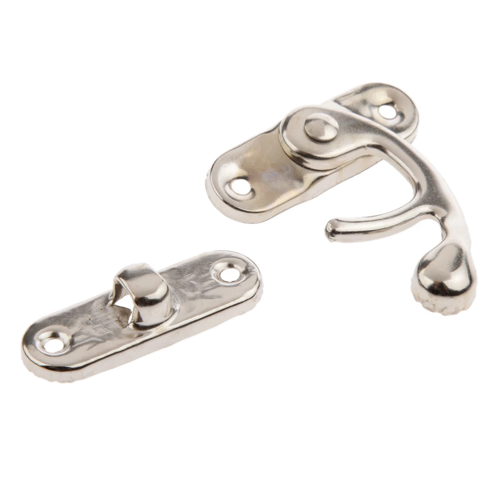 5 Sets 45 x 40mm Vintage Decorative Cabinet Latches Hasp Pad Lockable Clasp for Jewelry Wooden Box Case Chest, Silver Alloy