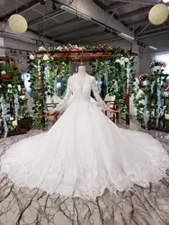 CloverBridal dentelle blanche manches longues декольте en V et dos 2019 халат de princesse белый 1,5 м поезд невесты платье