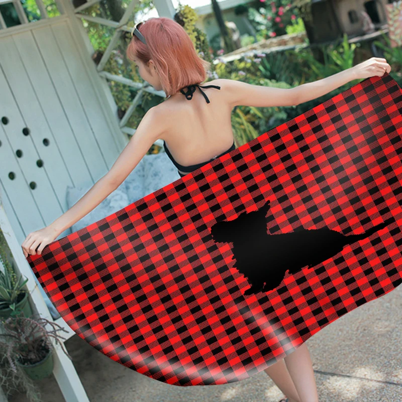 

3D Printed Plaid and dog Microfiber rectangle Beach Towel for Adults Child Summer Toalla Yoga Mat T458