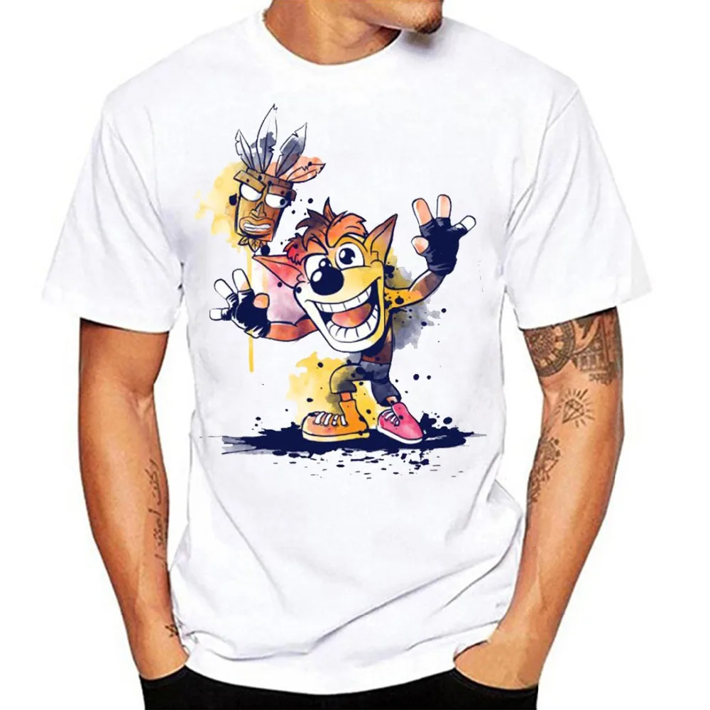 

Men's T Shirt Watercolor Crash Bandicoot Funny Childhood Hero Artwork Drawing Printed Tee