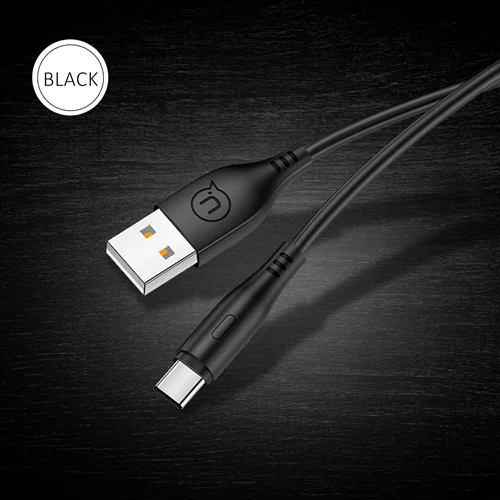 USAMS usb type-C кабель для быстрой зарядки samsung USB C type-C кабели для мобильных телефонов для Xiaomi huawei круглый кабель для передачи данных - Цвет: Black