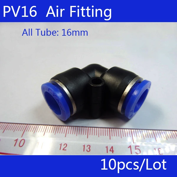 

HIGH QUALITY PV16 10Pcs Air Pneumatic 16mm to 16mm L Shaped Push in Elbow Connector Fittings