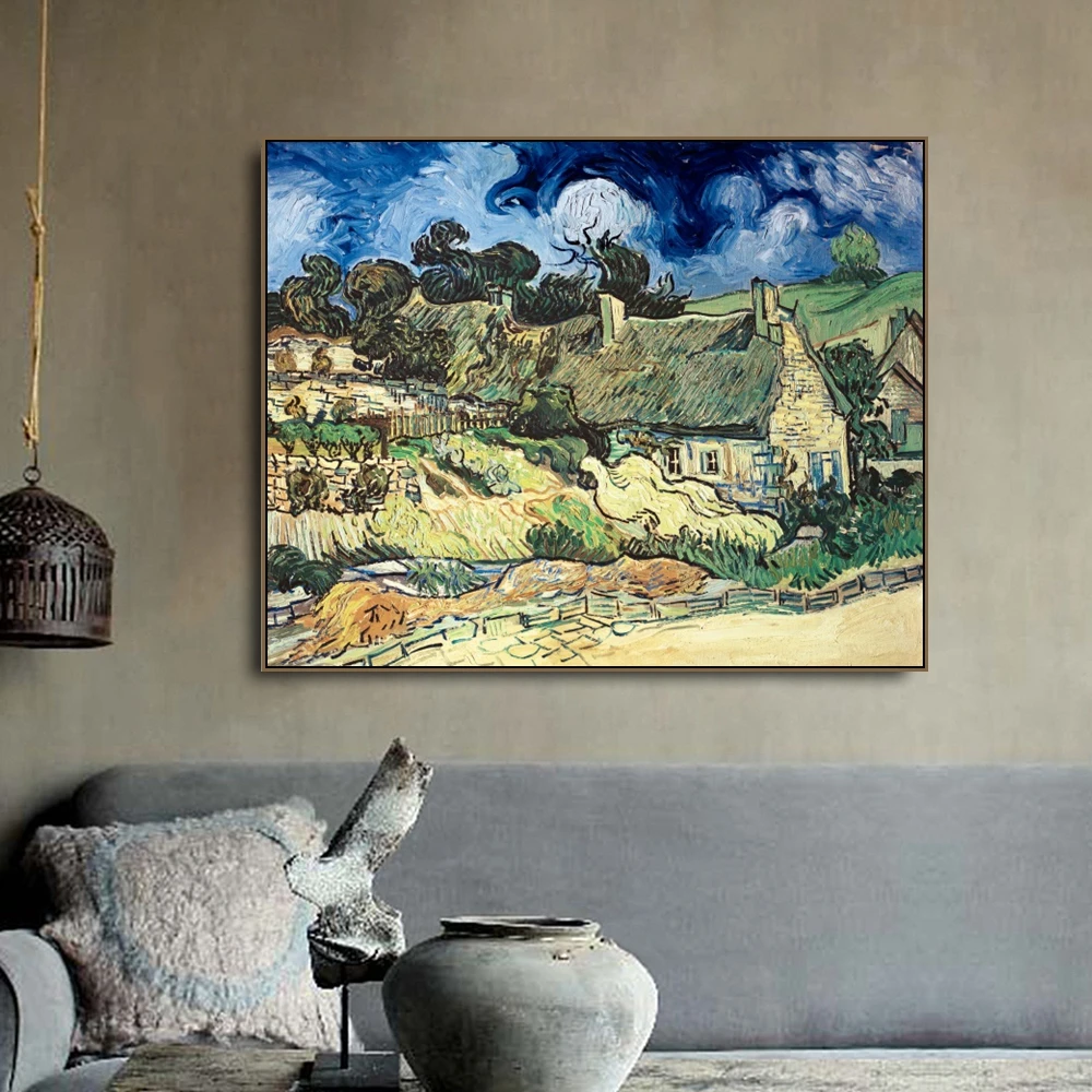 

Huts in Cordeville by Vincent Van Gogh Poster Print Canvas Painting Calligraphy Wall Picture for Living Room Bedroom Home Decor