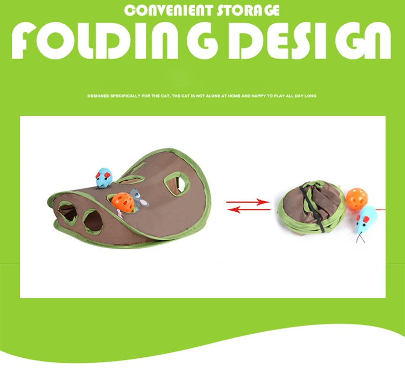 Portable Folding Pet Bag Play Tent Toys Mobile Activity Multifunction Playing Bed Cat House With Ball Bell Mouse PT0063 (15)
