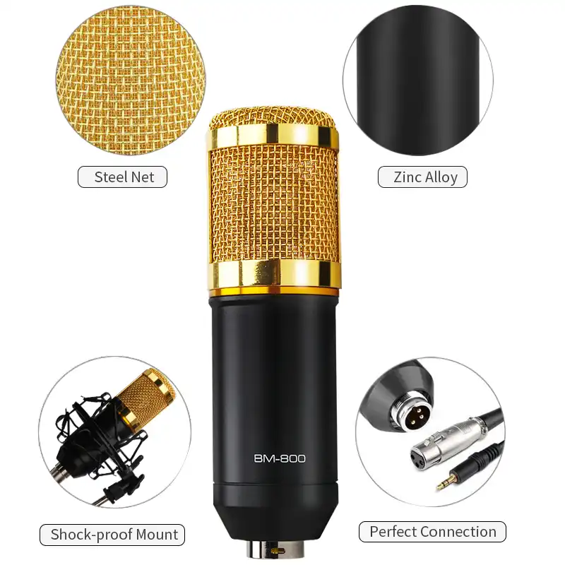 Bm 800 Professional Condenser Microphone Bm800 Audio Vocal Recording For Computer Karaoke Phantom Power Pop Filter Sound Card Microphones Aliexpress
