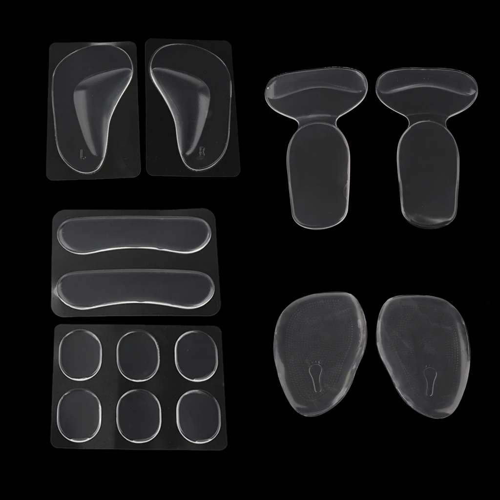 

14pcs/Set Heel Pads Cushion Foot T-shaped Forefoot Arch Pads Foot Care Protector Transparent For Women Men