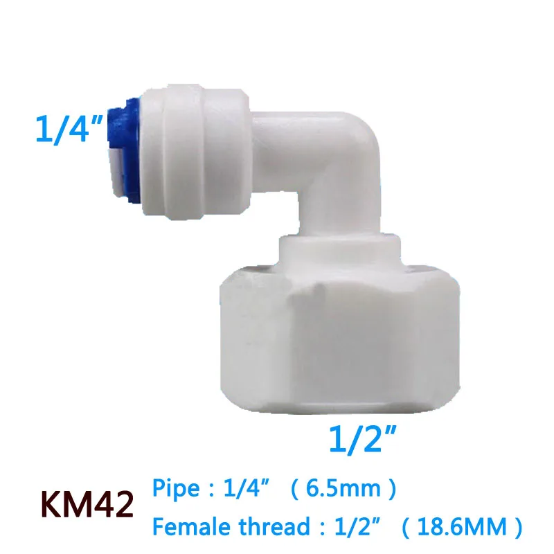 

1PC 1/2" Internal thread to 1/4" Elbow type L RO Water Fitting Tune Quick Connect Reverse Osmosis White elbow connection