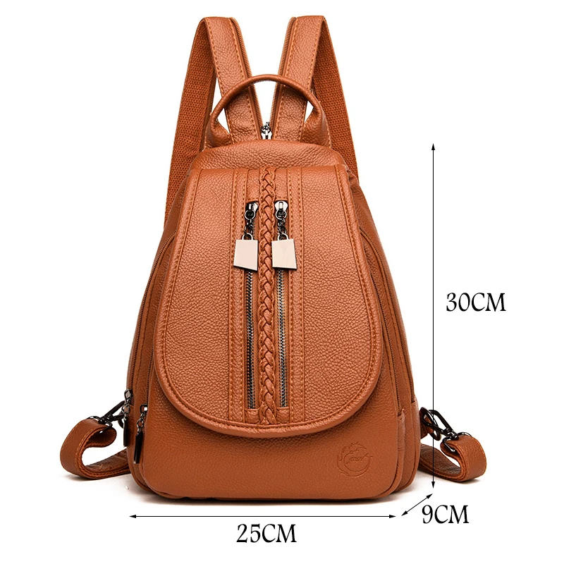 Модный женский рюкзак на молнии, роскошный кожаный женский рюкзак, большой емкости, дизайнерские простые Наплечные сумки для женщин