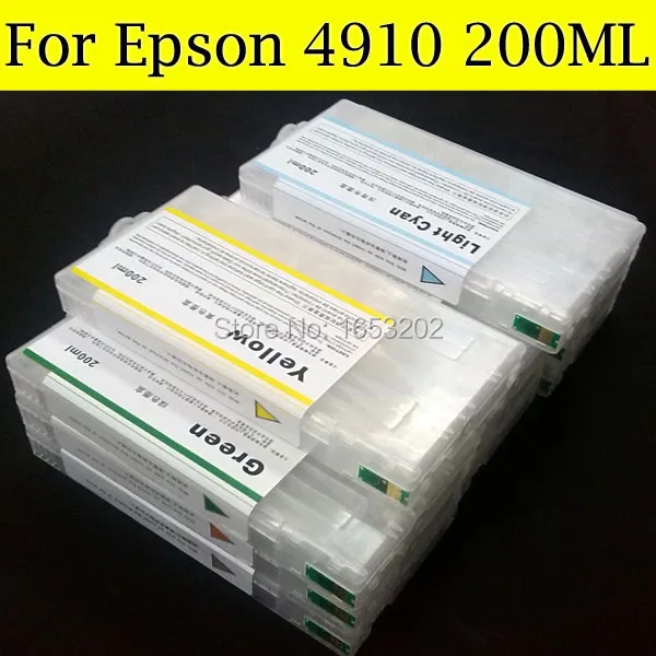 11 Pieces/Lot 200ML Empty Refillable Ink Cartridge For EPSON 4910 Printer With Auto Reset Chip 11 Pieces/Lot 200ML Empty Refillable Ink Cartridge For EPSON 4910 Printer With Auto Reset Chip