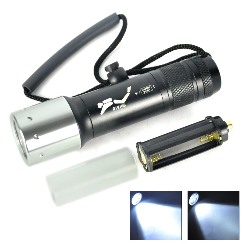 

BORUiT Q6 XML T6 LED Diving Flashlight Underwater 30M Scuba Torch 3-Mode IP68 5000K LED Lantern Diver Lamp by 18650 Battery