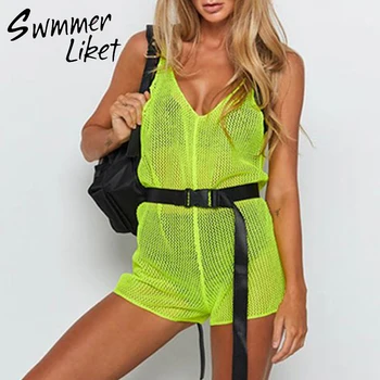 

V-neck swimsuit female Neon green beach wear cover up bathers cover-ups Sexy beach dress Kimono Saida de beach Fashion beach New