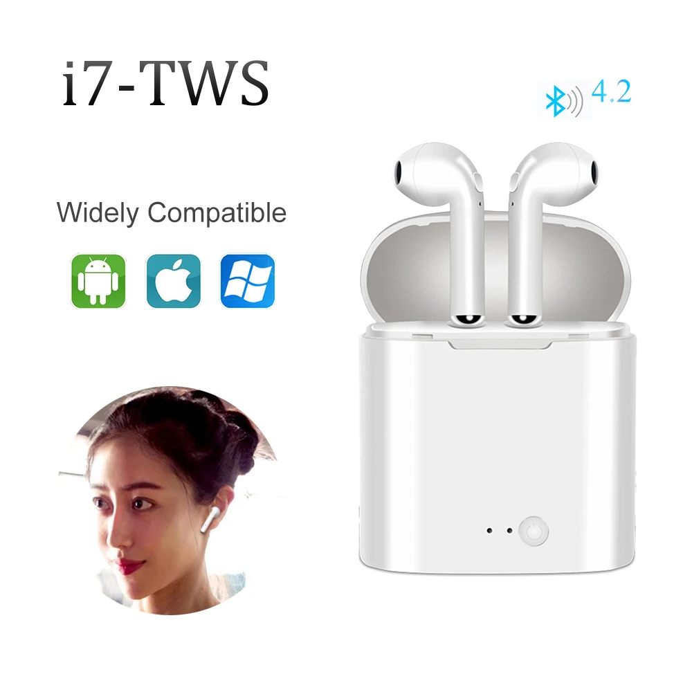i7S TWS Wireless Bluetooth Earphones Stereo Earbuds Portable Sports Headset With Charging Box Mic for IOS
