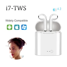 I7S СПЦ беспроводной Bluetooth вакуумные стереонаушники Портативный Спорт гарнитура с зарядки Box Mic для IOS Android Прямая доставка