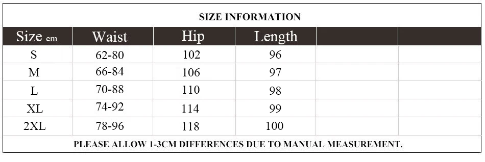 Men's Dope Fashion Streetwear Trousers Size Chart