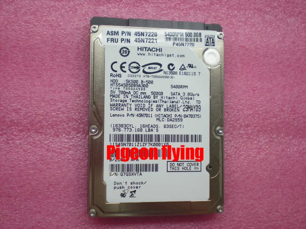 

for Lenovo Thinkpad T420 Hard disk Part number FRU 45N7221 HITACHI 500G 3Gb/S 5400 turn SATA3.0